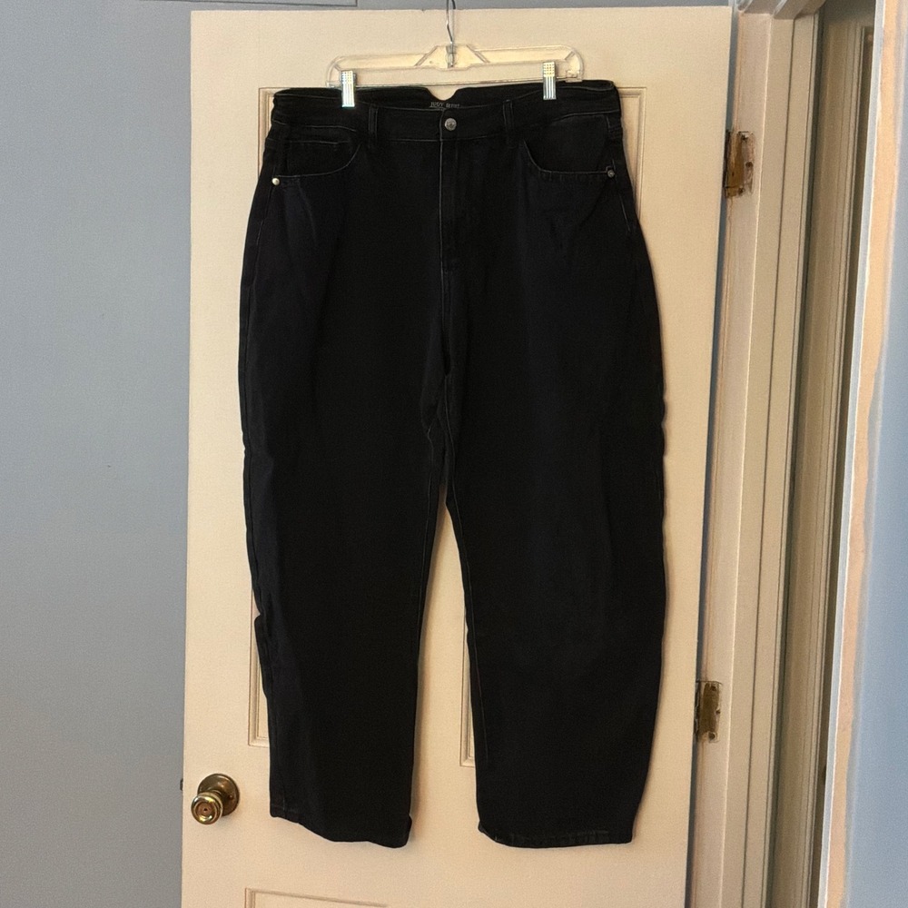 Judy Blue Marlow Arc Leg Black Jeans 18W JB881015 High Rise Barrel Leg Denim